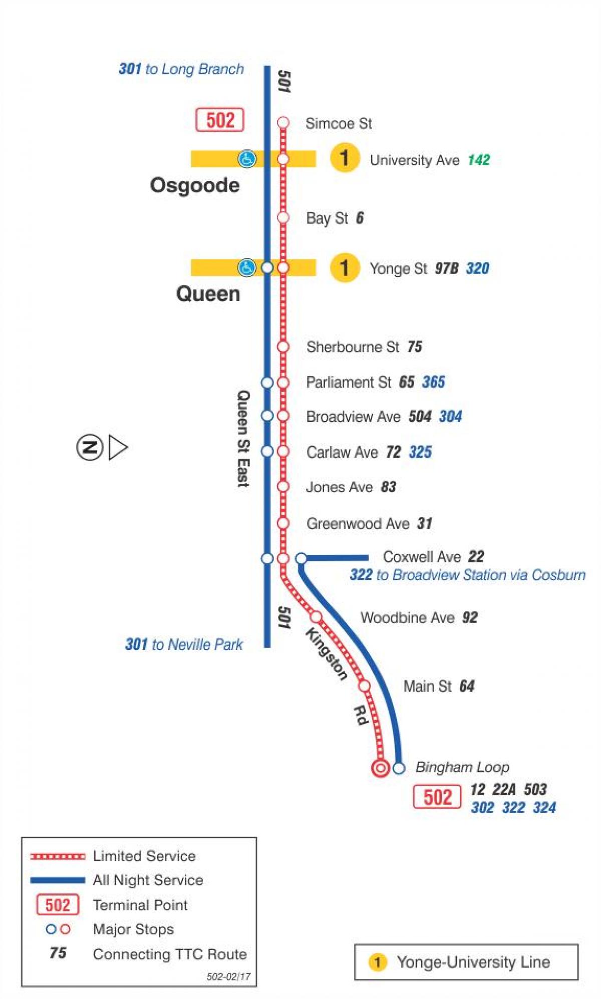Mapa ng trambya line 502 Downtowner