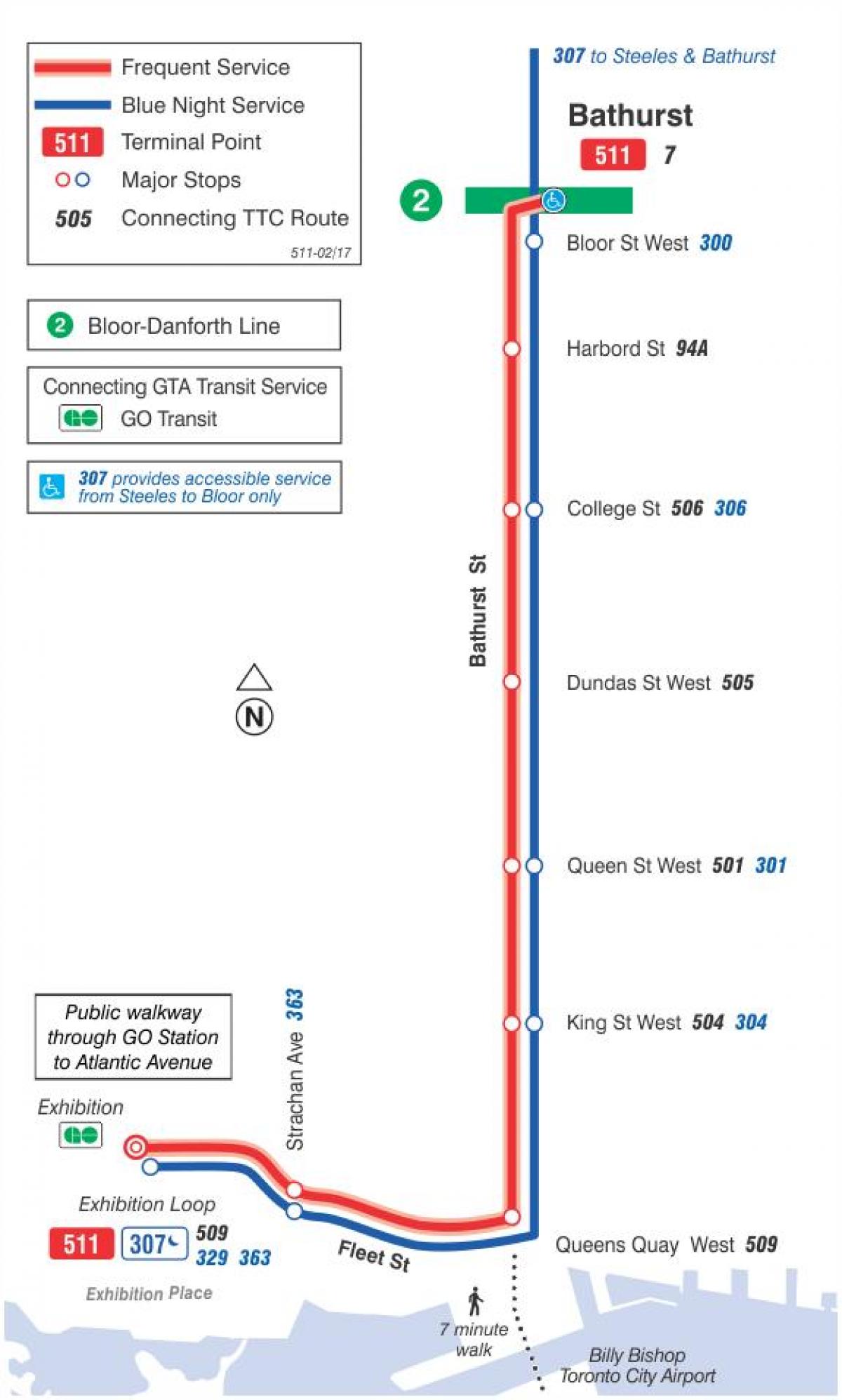 Mapa ng trambya line 511 Bathurst