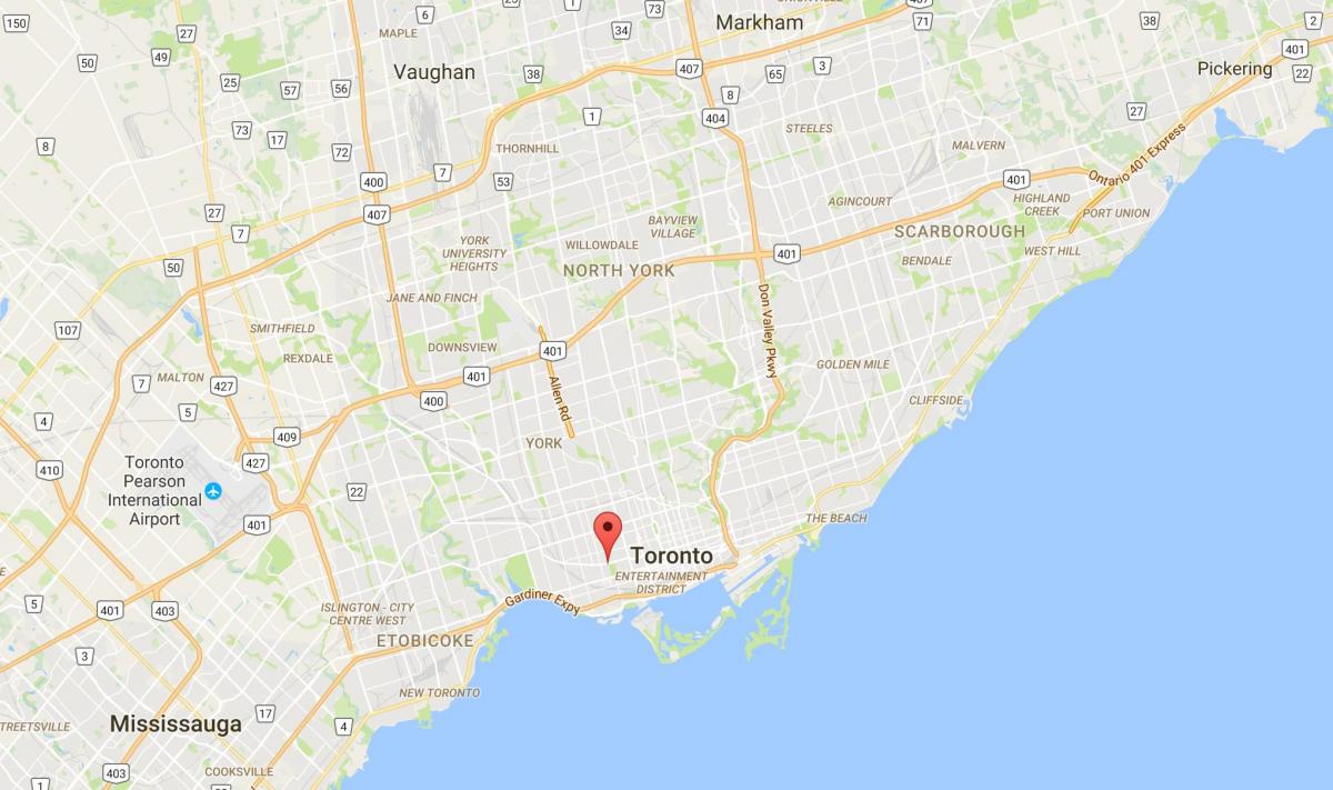Mapa ng Trinity–Bellwoods distrito Toronto