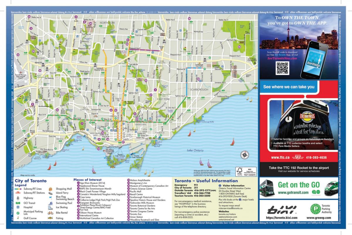 Mapa ng turismo sa Toronto
