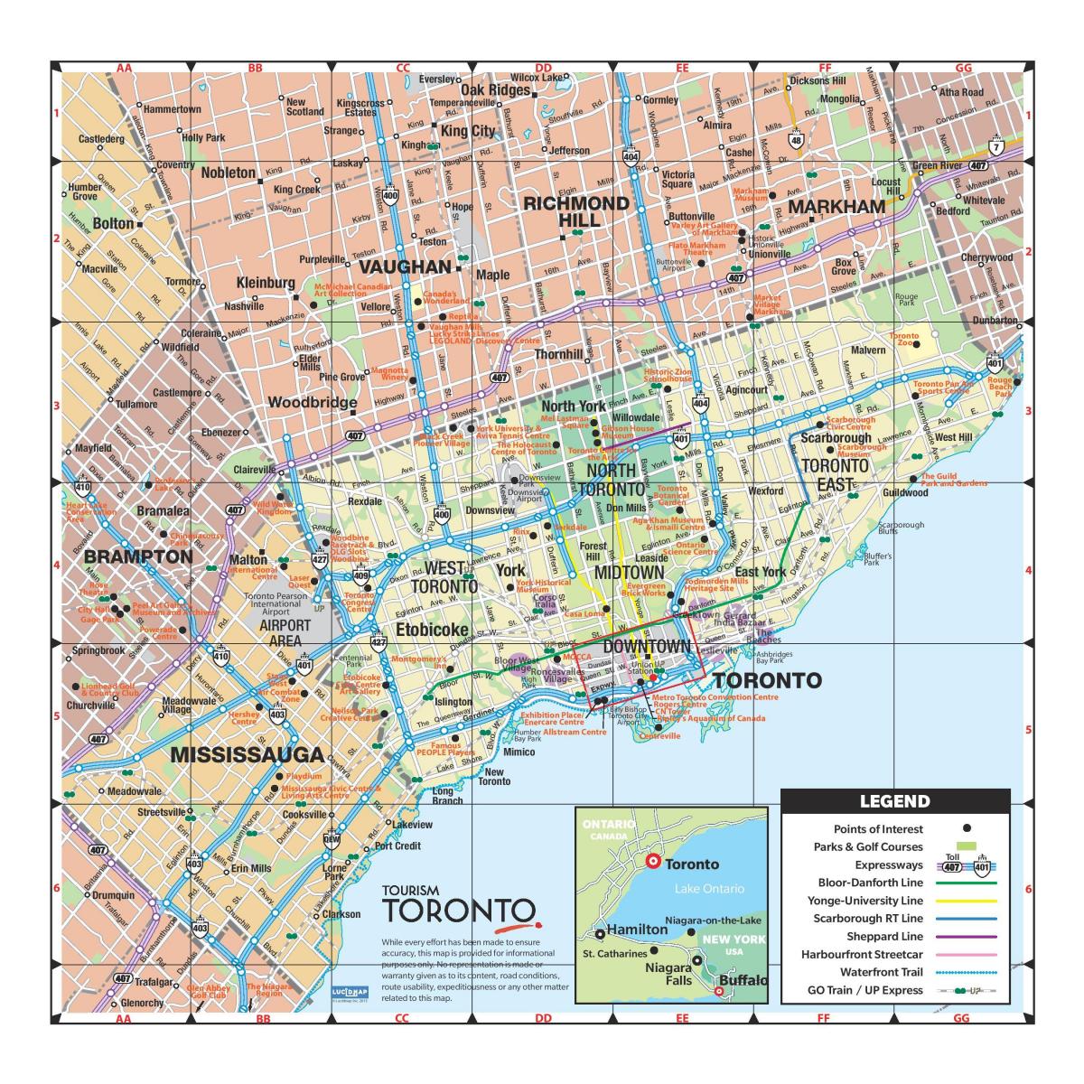 Mapa ng mga Turista Toronto