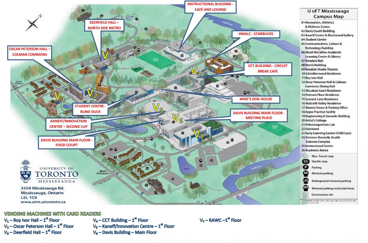 Mapa ng university of Toronto Mississauga campus serbisyo ng pagkain