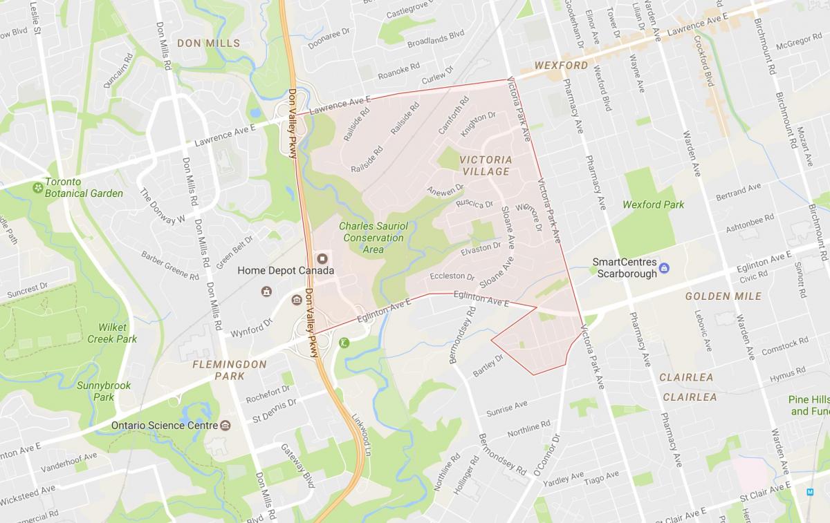 Mapa ng Victoria Village kapitbahayan Toronto