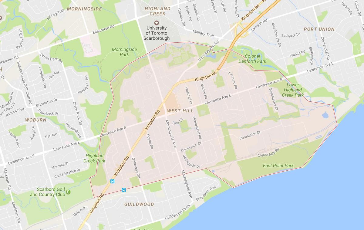 Mapa ng West Hill kapitbahayan Toronto