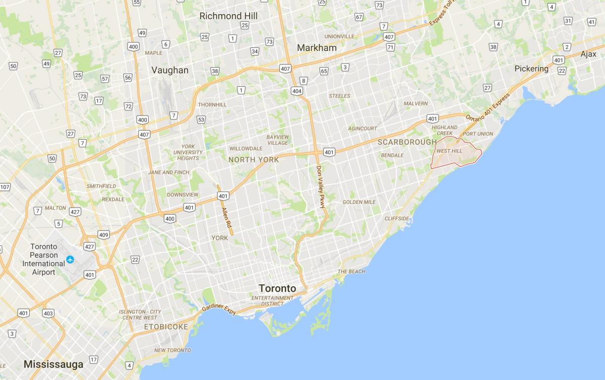 Mapa ng West Hill ng distrito Toronto