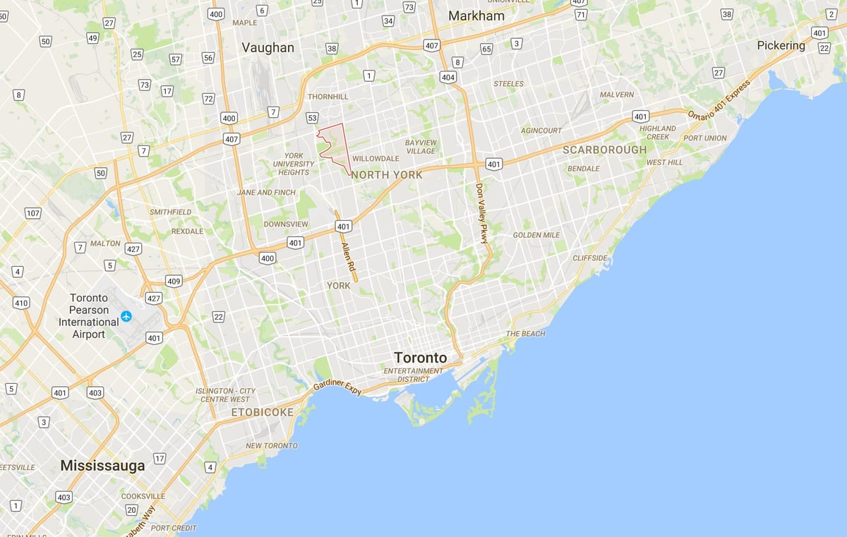 Mapa ng Westminster–Branson distrito Toronto