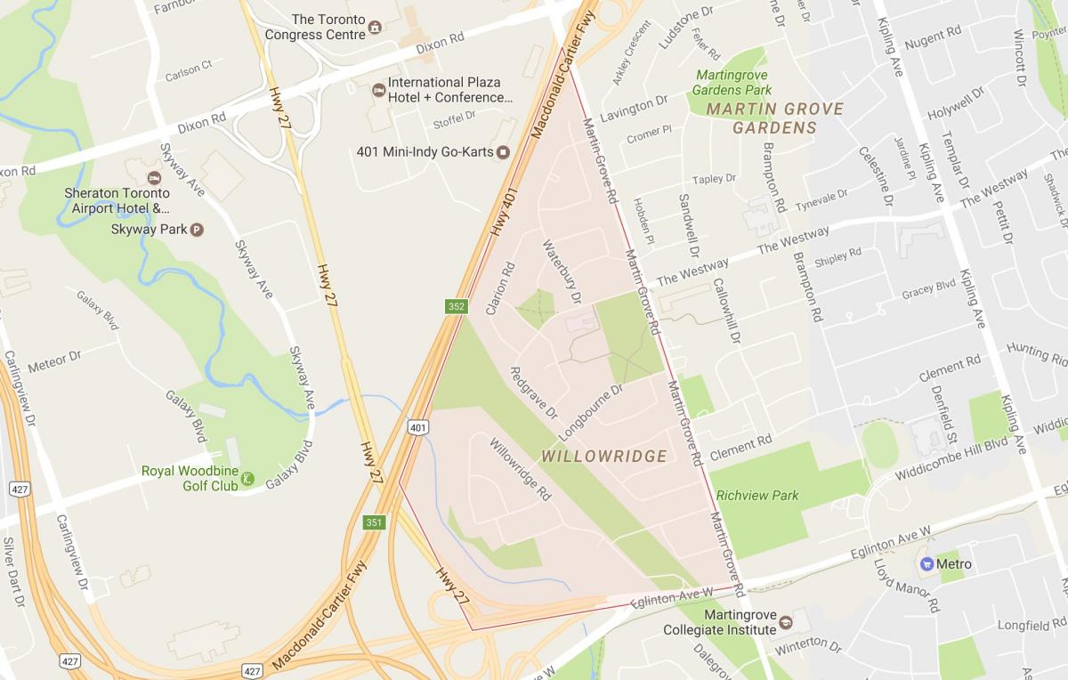 Mapa ng Willowridge kapitbahayan Toronto