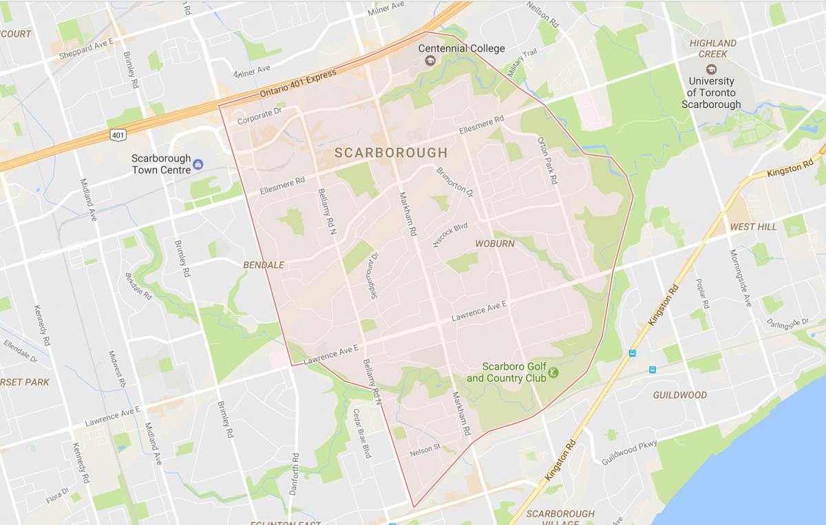 Mapa ng Woburn kapitbahayan Toronto