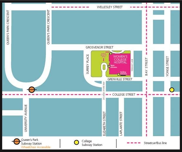 Mapa ng Women ' s College Hospital sa Toronto