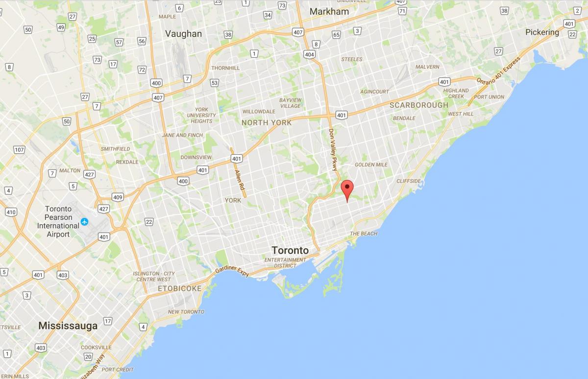 Mapa ng Woodbine Heightsdistrict Toronto