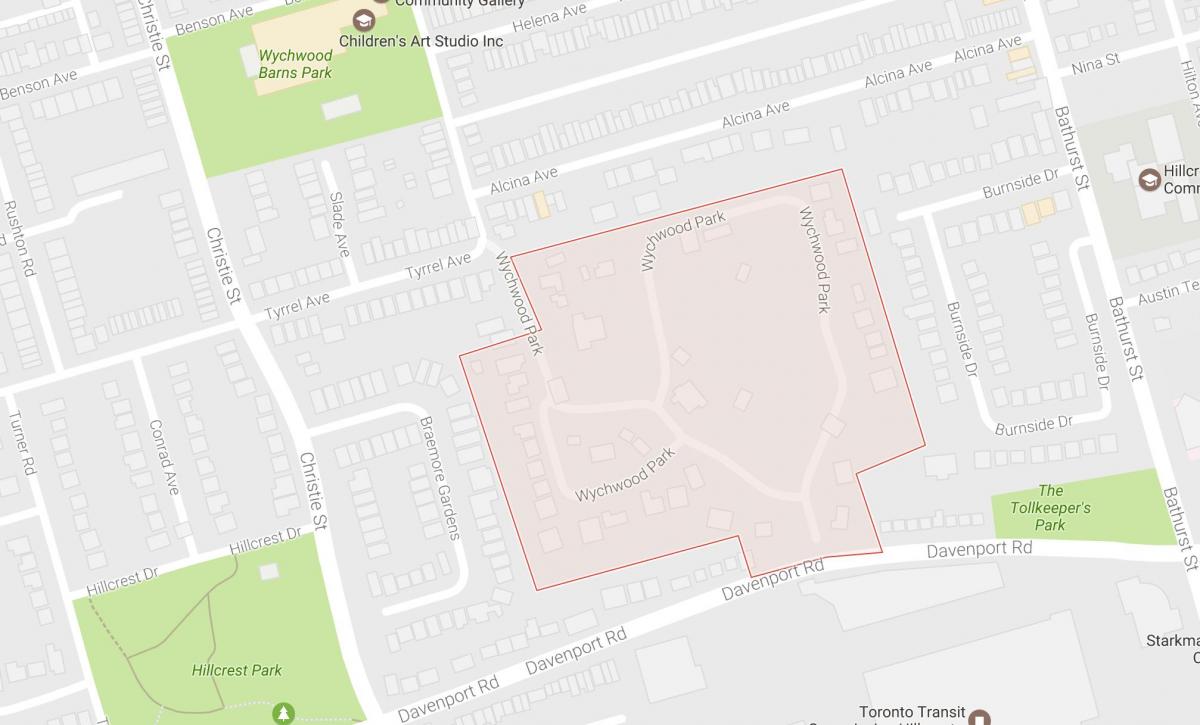 Mapa ng Wychwood Park kapitbahayan Toronto