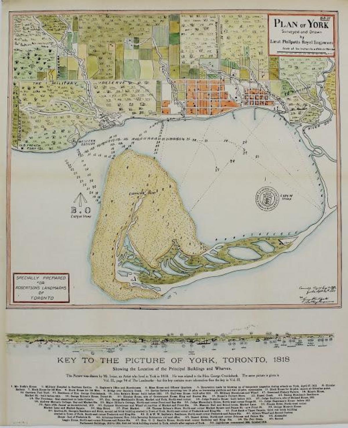 Mapa ng York Toronto 1787-1884 cartoony bersyon