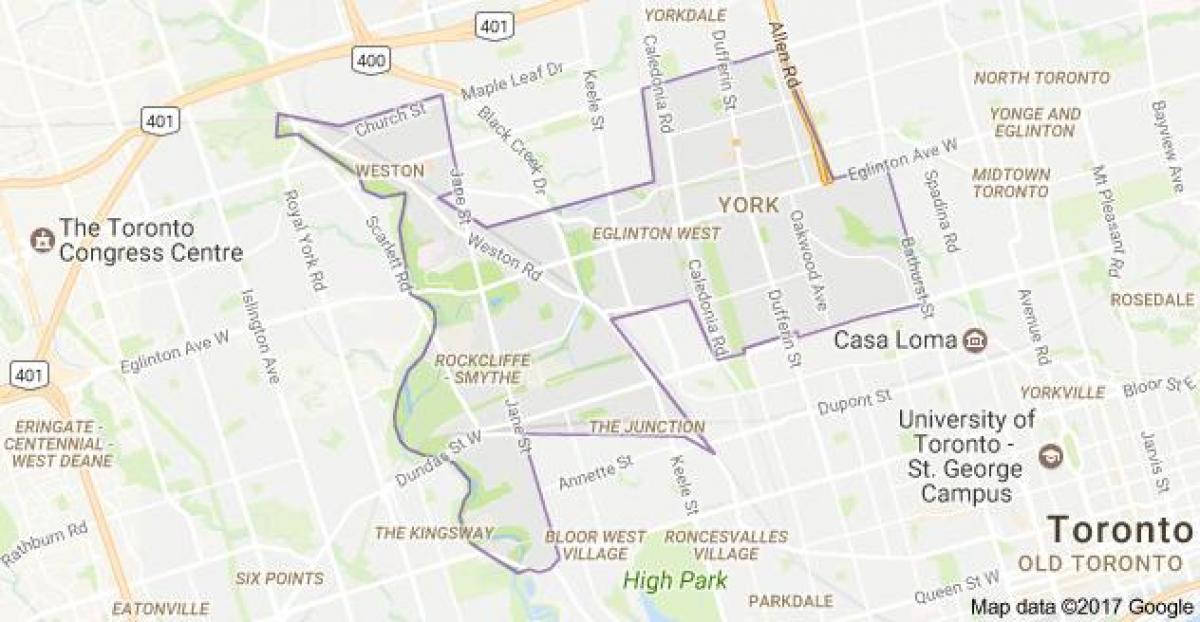 Mapa ng York Toronto Canada