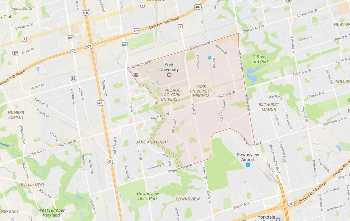 Mapa ng York University Taas kapitbahayan Toronto