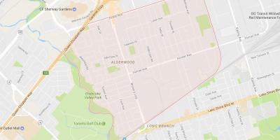 Mapa ng Alderwood Parkview kapitbahayan Toronto