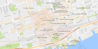 Mapa ng Entertainment District kapitbahayan Toronto