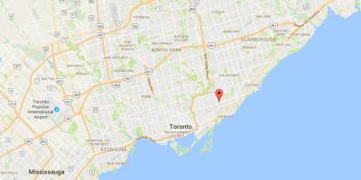 Mapa ng Silangang Danforth distrito Toronto