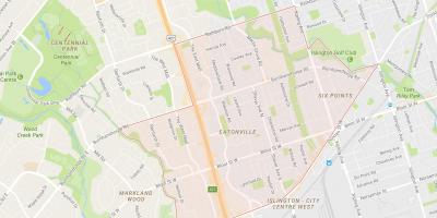 Mapa ng Eatonville kapitbahayan Toronto