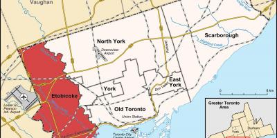 Mapa ng Etobicoke distrito Toronto