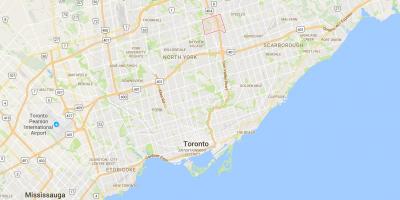 Mapa ng Hillcrest Village distrito Toronto