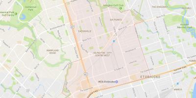 Mapa ng Islington-Sentro ng Lungsod ng West kapitbahayan Toronto