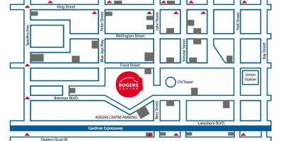 Mapa ng Rogers centre paradahan