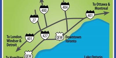 Mapa ng Toronto sa mga direksyon sa pagmamaneho