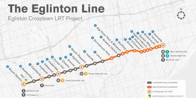 Mapa ng Toronto subway Eglinton linya proyekto