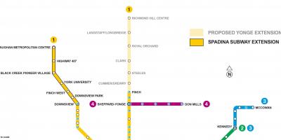 Mapa ng Toronto subway extension