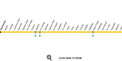 Mapa ng Toronto subway line 1 Yonge-University
