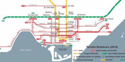 Mapa ng Toronto trambya system