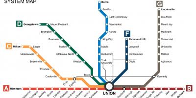 Mapa ng Toronto tren Pumunta sa Pagbibiyahe