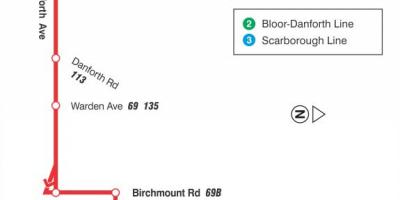 Mapa ng TTC 20 Cliffside ruta ng bus Toronto