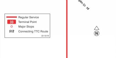 Mapa ng TTC 33 Forest Hill ruta ng bus Toronto