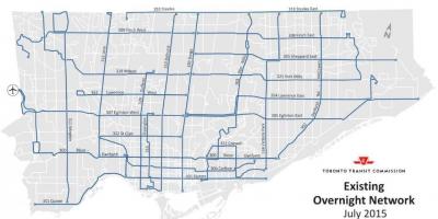Mapa ng TTC magdamag network bus