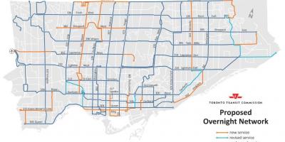 Mapa ng TTC magdamag network Toronto